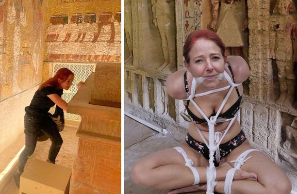 Alice Roberts amordaçada e amarrada