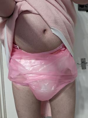 Sissy baby Cassie in very wet overnight nappy/diaper