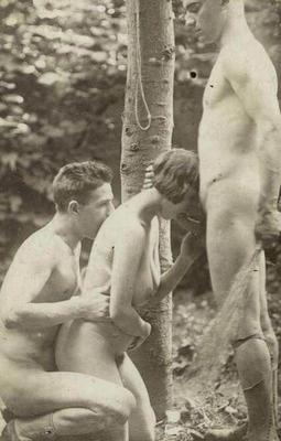 Spanking and Sex - Vintage outdoors threesome