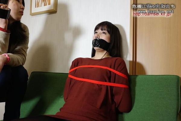 Japanese girls tape wrap gagged