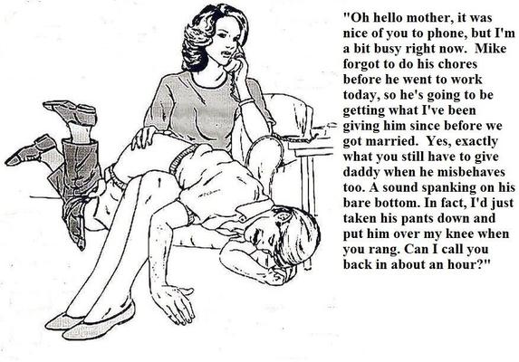 Captioned femdom spanking art