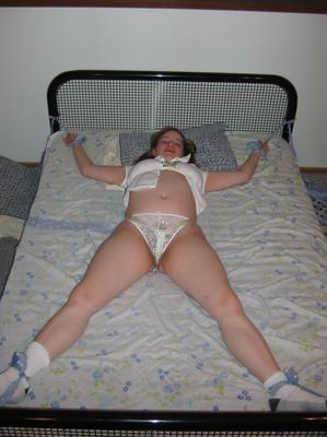 First time tied up - tied to bed then exposed for world to see