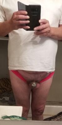 I was ordered to clean the bathroom in pink panties