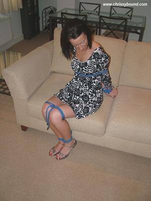 Chrissy - Housewife bound in strappy heels with red mani/pedi