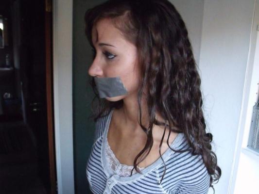 Brunette teen bound and gagged