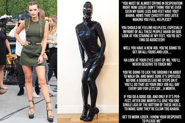 bella thorne latex cruel slave chastity captions