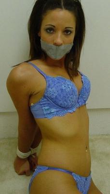 Woman in blue lingerie