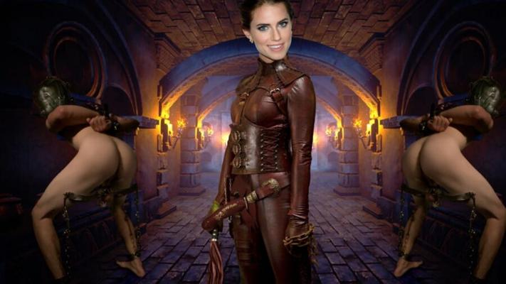 Allison Williams Medieval Femdom vinculación con arnés BDSM azotes