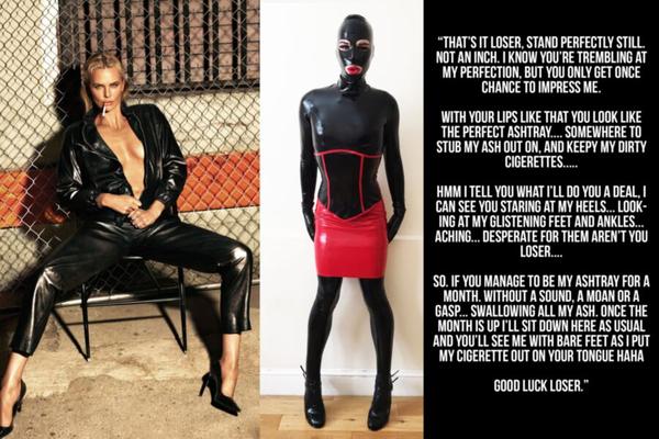 charlize theron latex cruel slave chastity captions